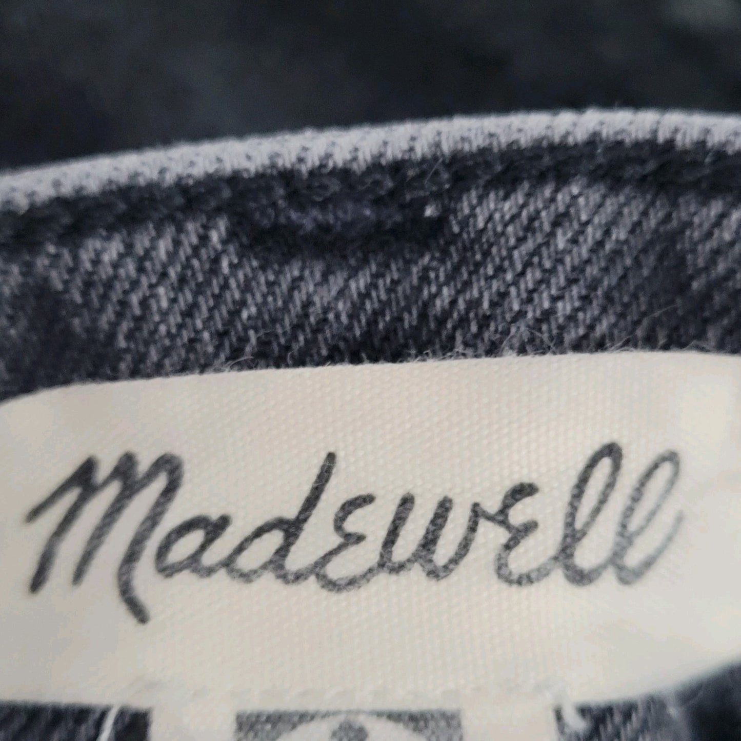 Madewell Grey Black Denim Curvy Perfect Vintage Straight Jean Raw Hem 24 (24x28)