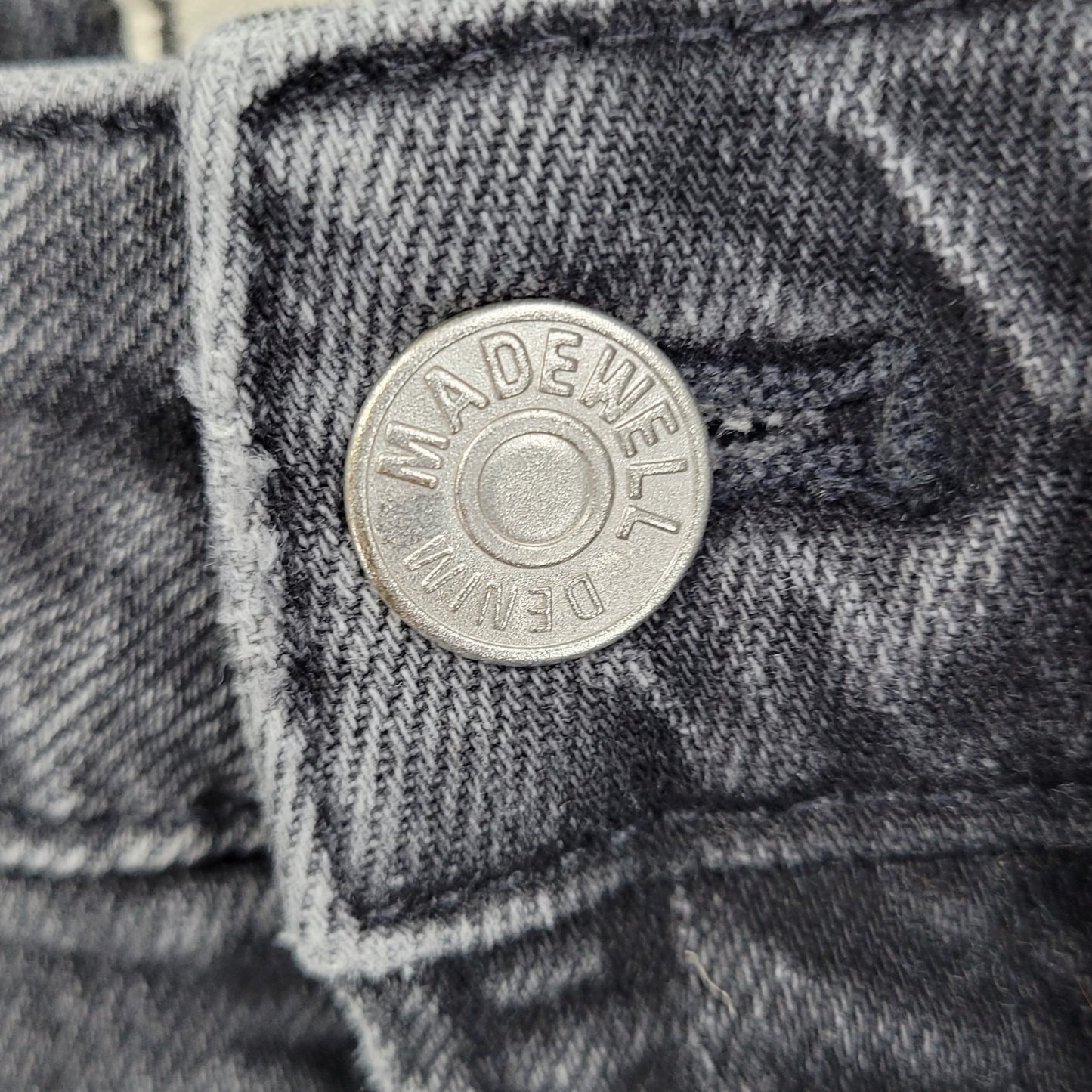 Madewell Grey Black Denim Curvy Perfect Vintage Straight Jean Raw Hem 24 (24x28)