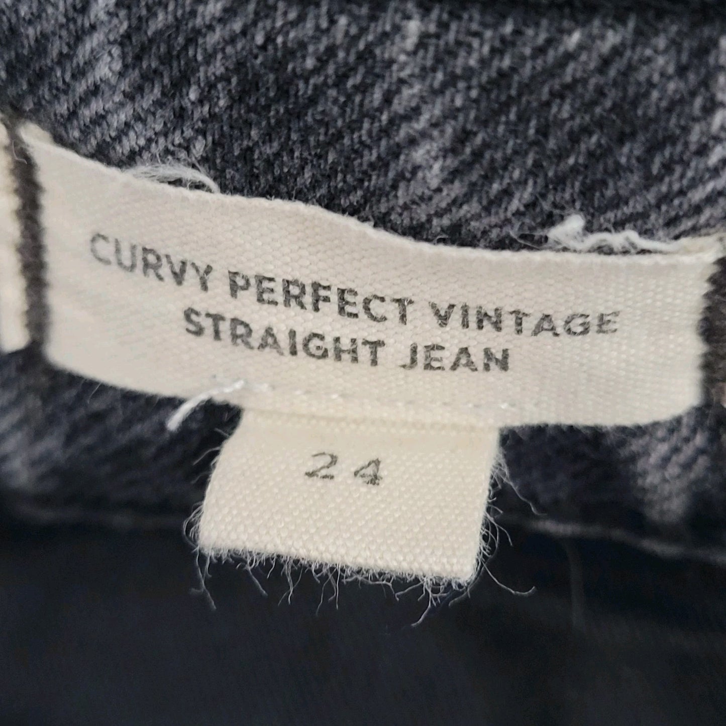 Madewell Grey Black Denim Curvy Perfect Vintage Straight Jean Raw Hem 24 (24x28)