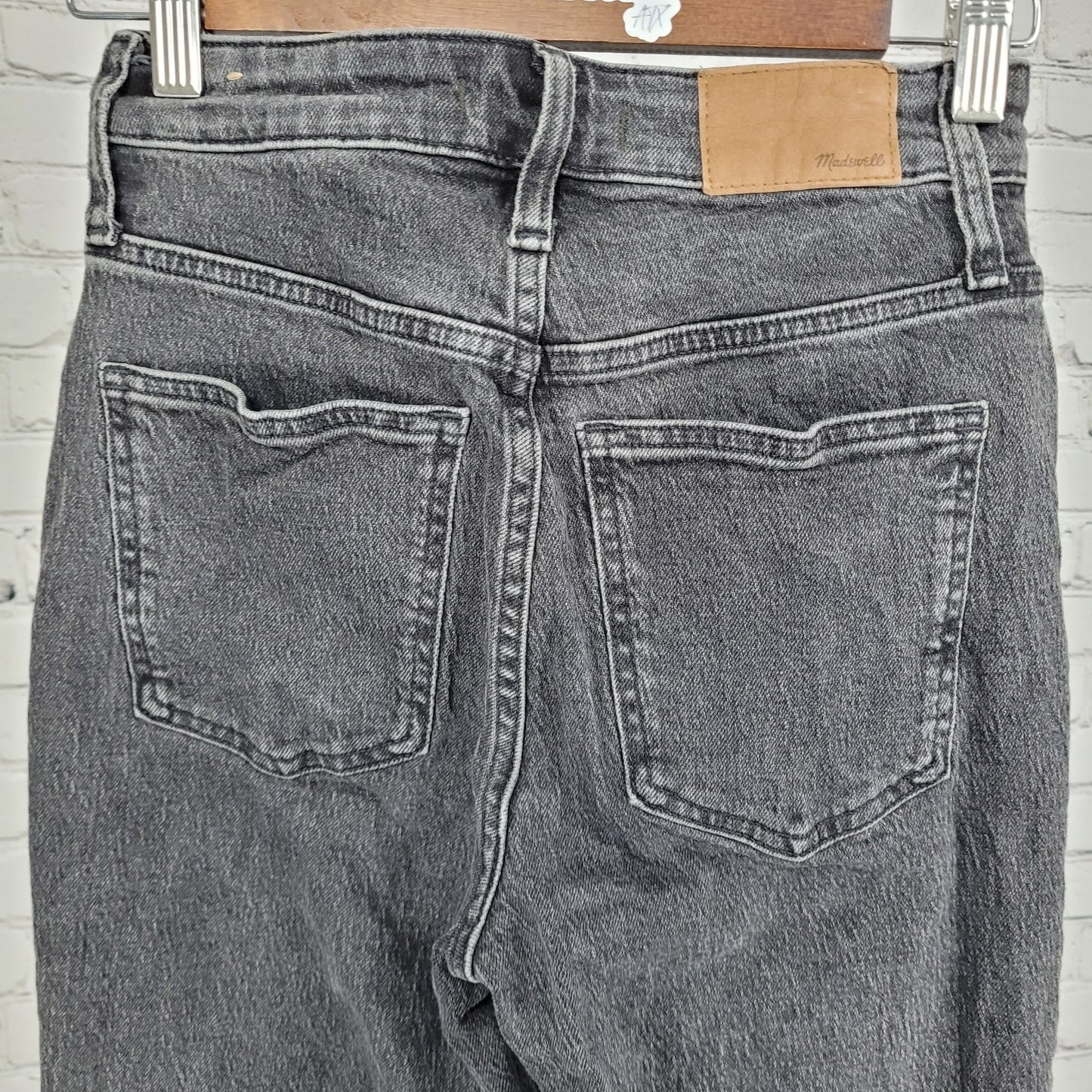 Madewell Grey Black Denim Curvy Perfect Vintage Straight Jean Raw Hem 24 (24x28)