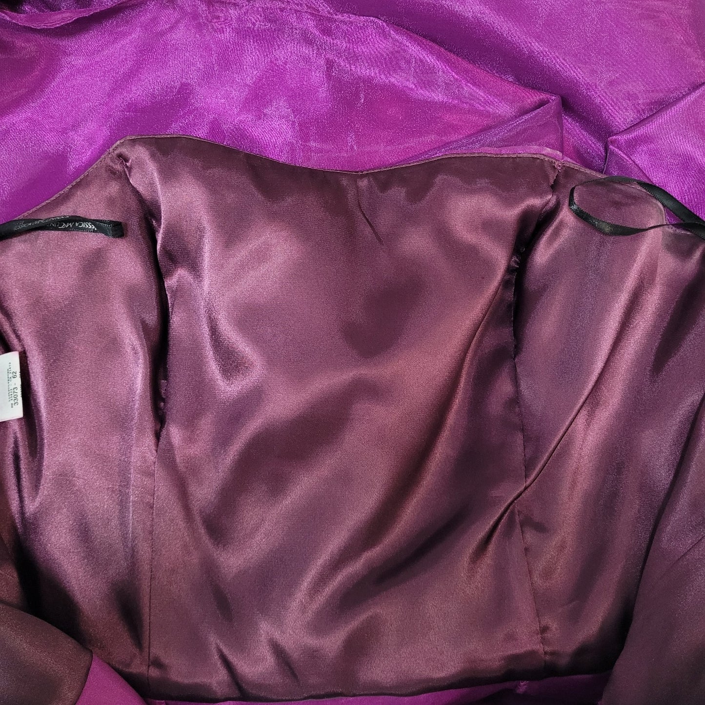 VTG Jessica McClintock Gunne Sax Purple Sheen Bow Strapless Mini Dress USA Size 9