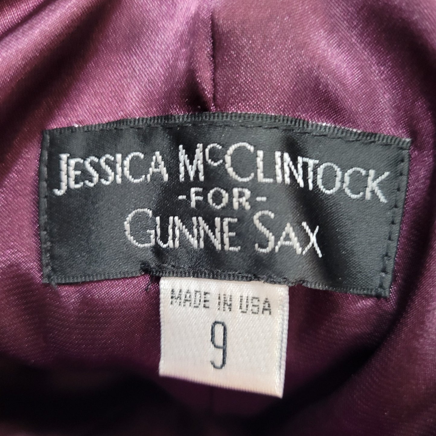 VTG Jessica McClintock Gunne Sax Purple Sheen Bow Strapless Mini Dress USA Size 9