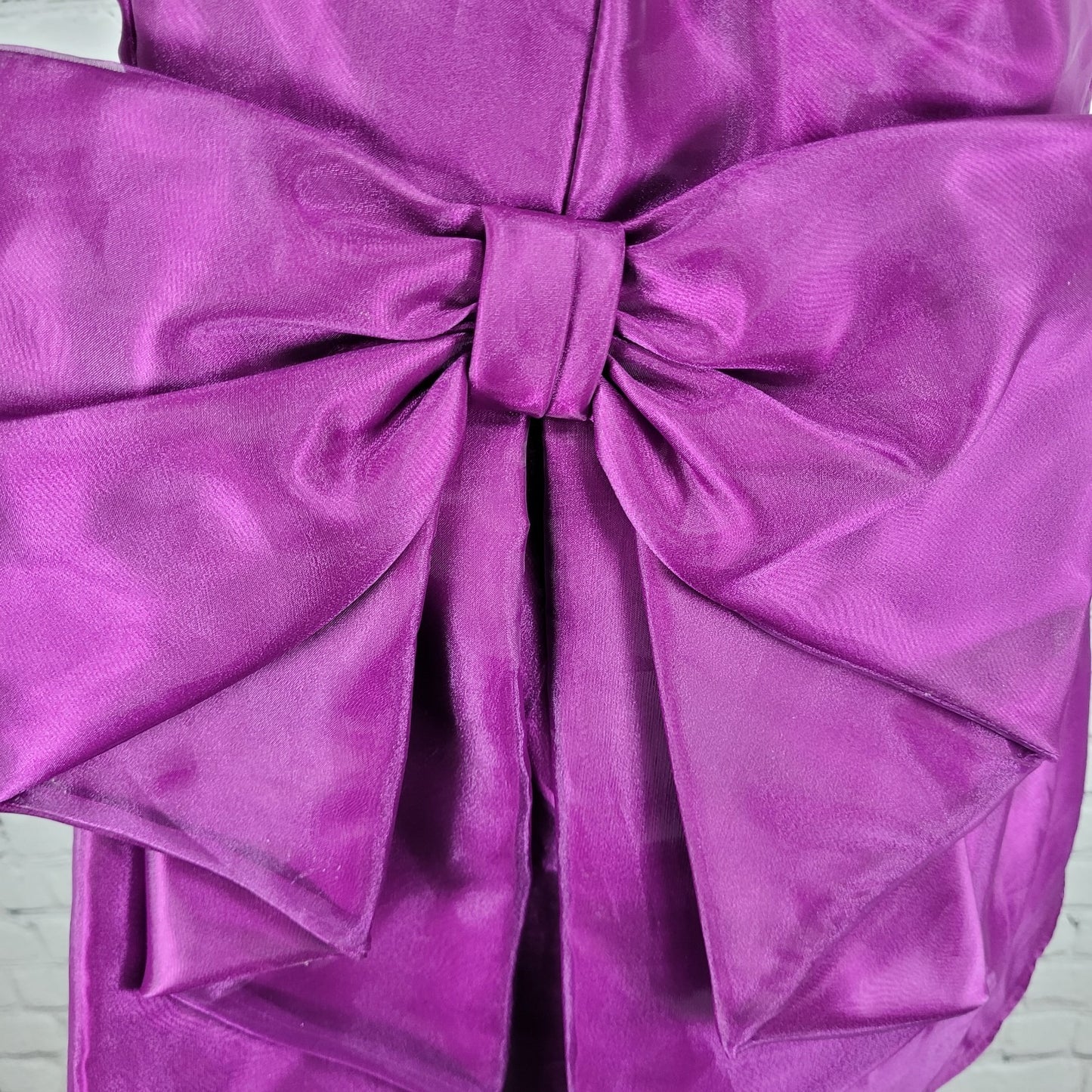 VTG Jessica McClintock Gunne Sax Purple Sheen Bow Strapless Mini Dress USA Size 9