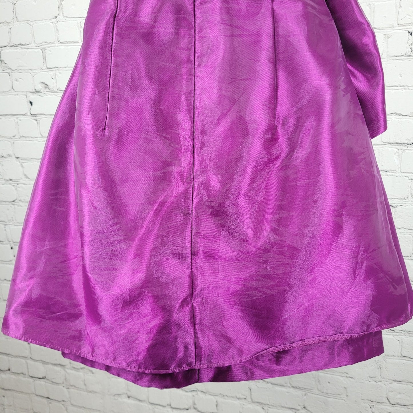 VTG Jessica McClintock Gunne Sax Purple Sheen Bow Strapless Mini Dress USA Size 9