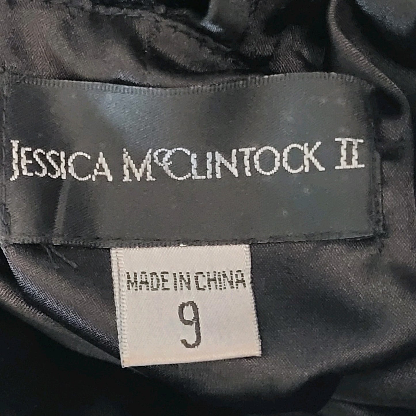 VTG Jessica McClintock Black Strapless Glitter Tie Back Mermaid Dress Size 9