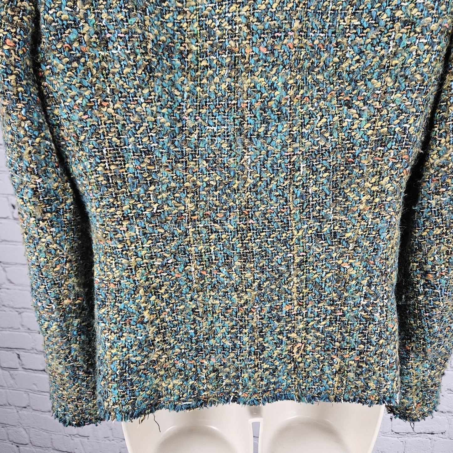Lafayette 148 Multicolor Tweed Fringe Trim Lapel Hook & Eye Lined Jacket 10