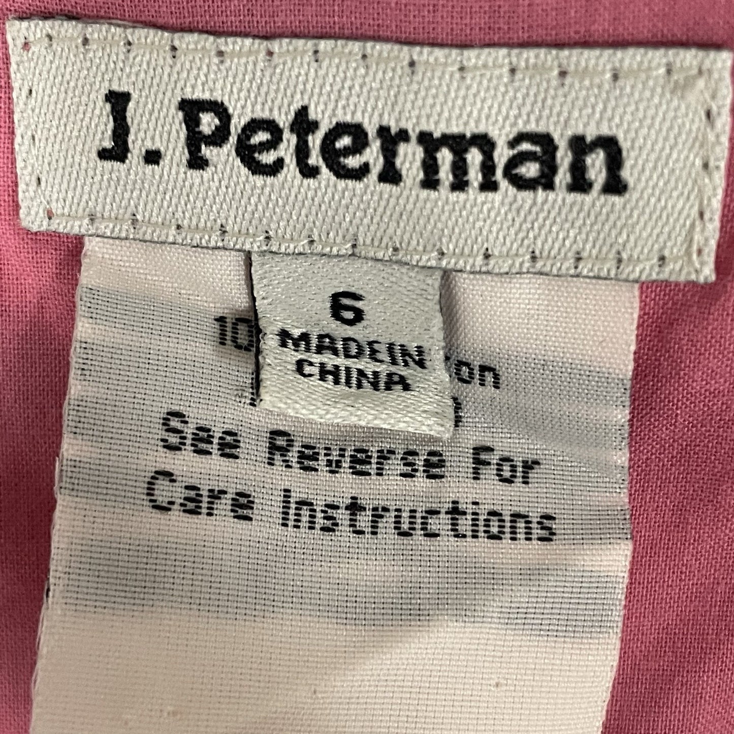 J Peterman Blue Pink Polka Dot 100% Cotton A Line Sleeveless Zipped Dress Size 6