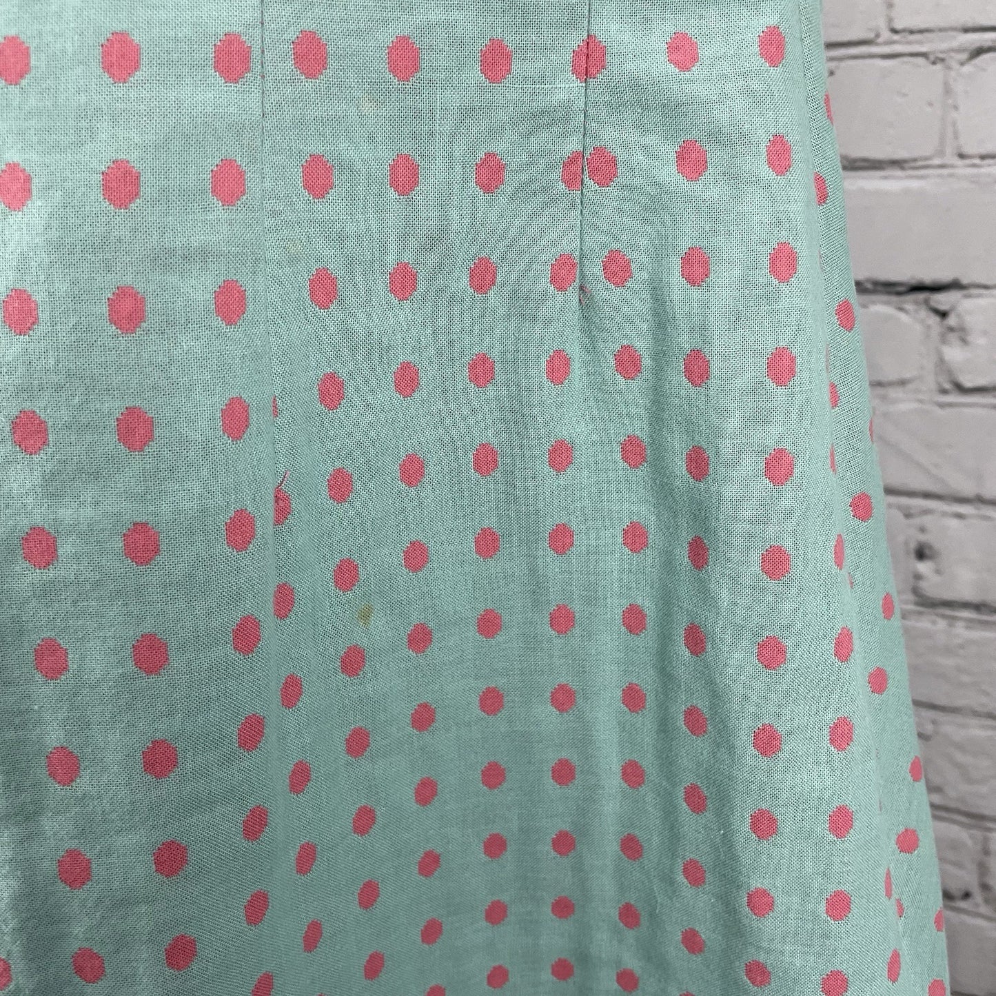 J Peterman Blue Pink Polka Dot 100% Cotton A Line Sleeveless Zipped Dress Size 6