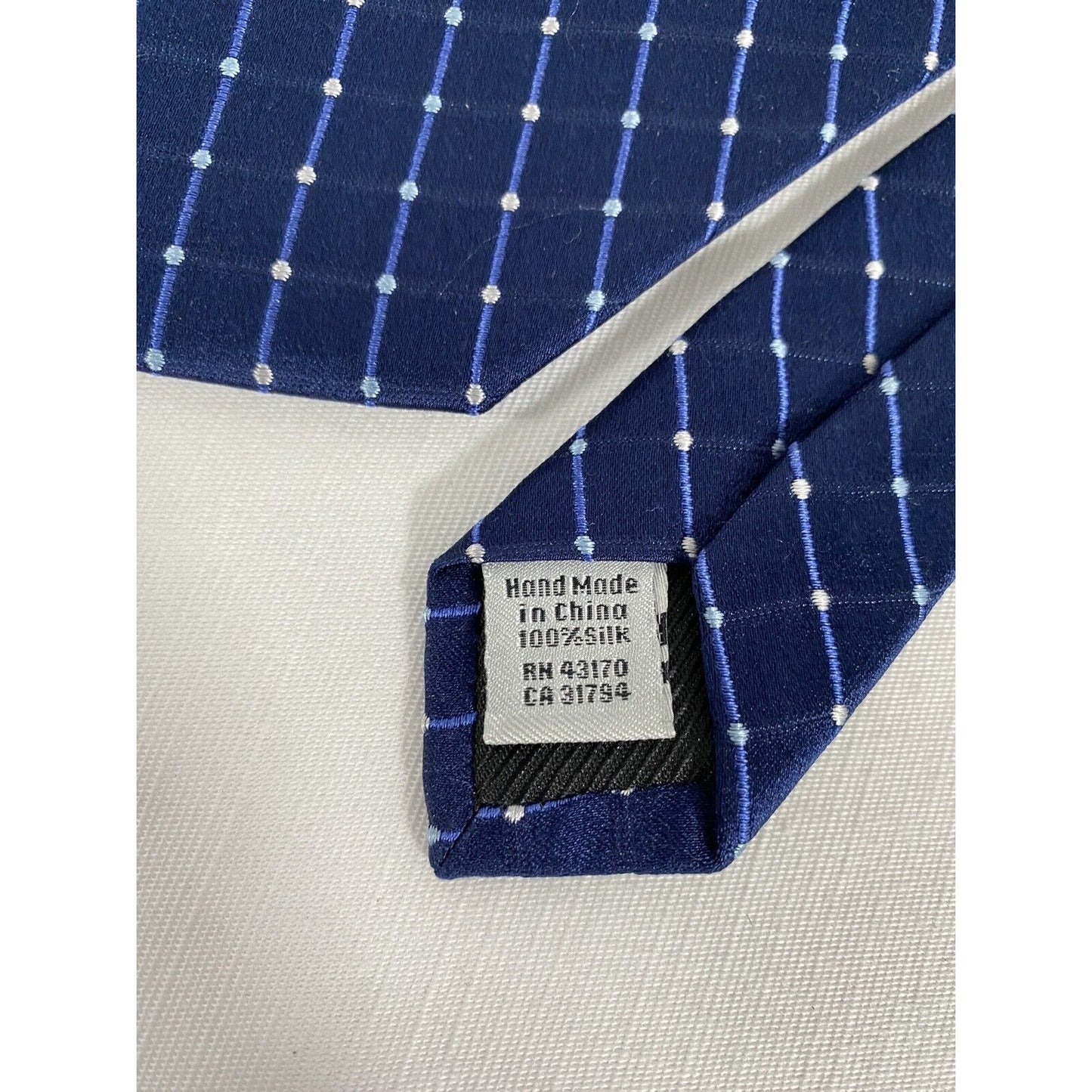 Geoffrey Beene Blue Diamond 100% Silk Handmade Neck 59” x 3.25”