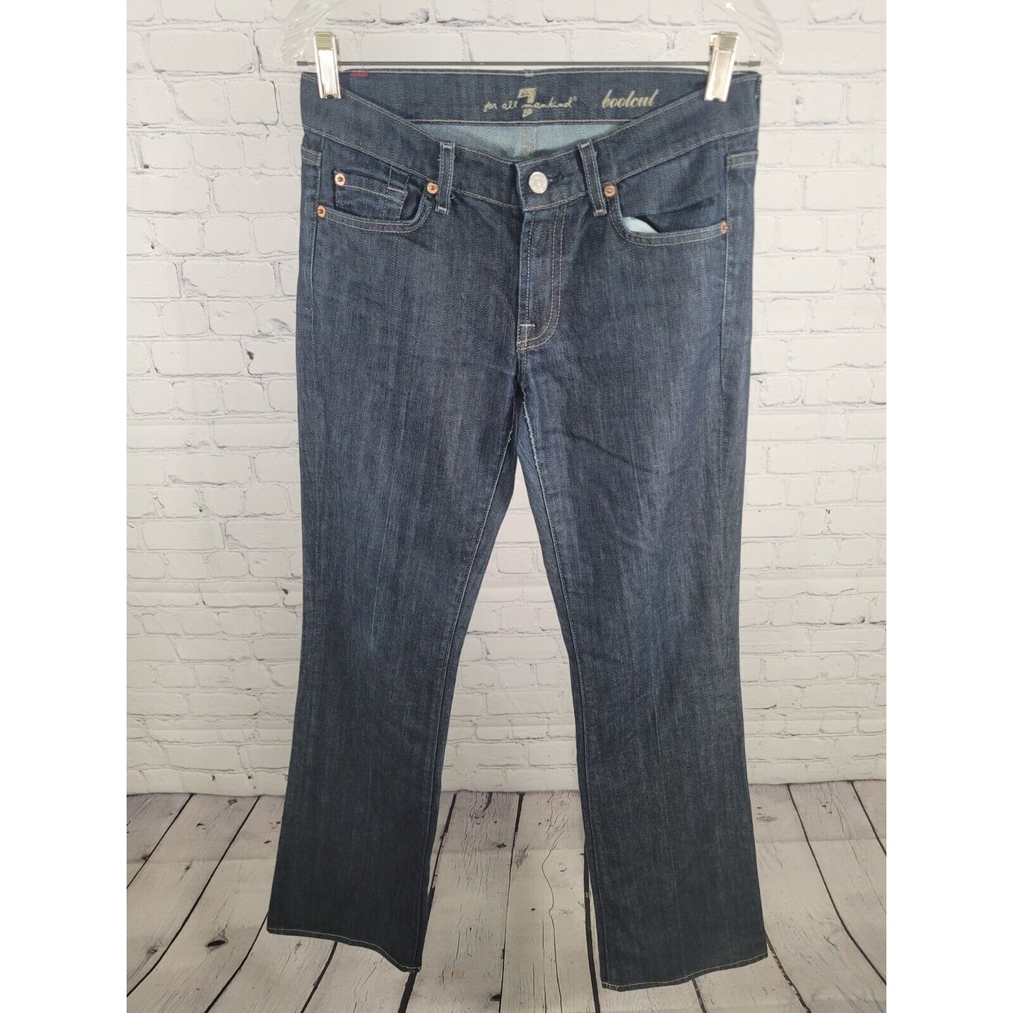 7 For All Mankind Bootcut Distressed Ankle Dark Wash Jeans Size 28