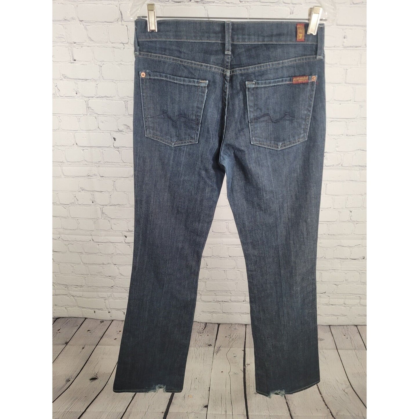 7 For All Mankind Bootcut Distressed Ankle Dark Wash Jeans Size 28