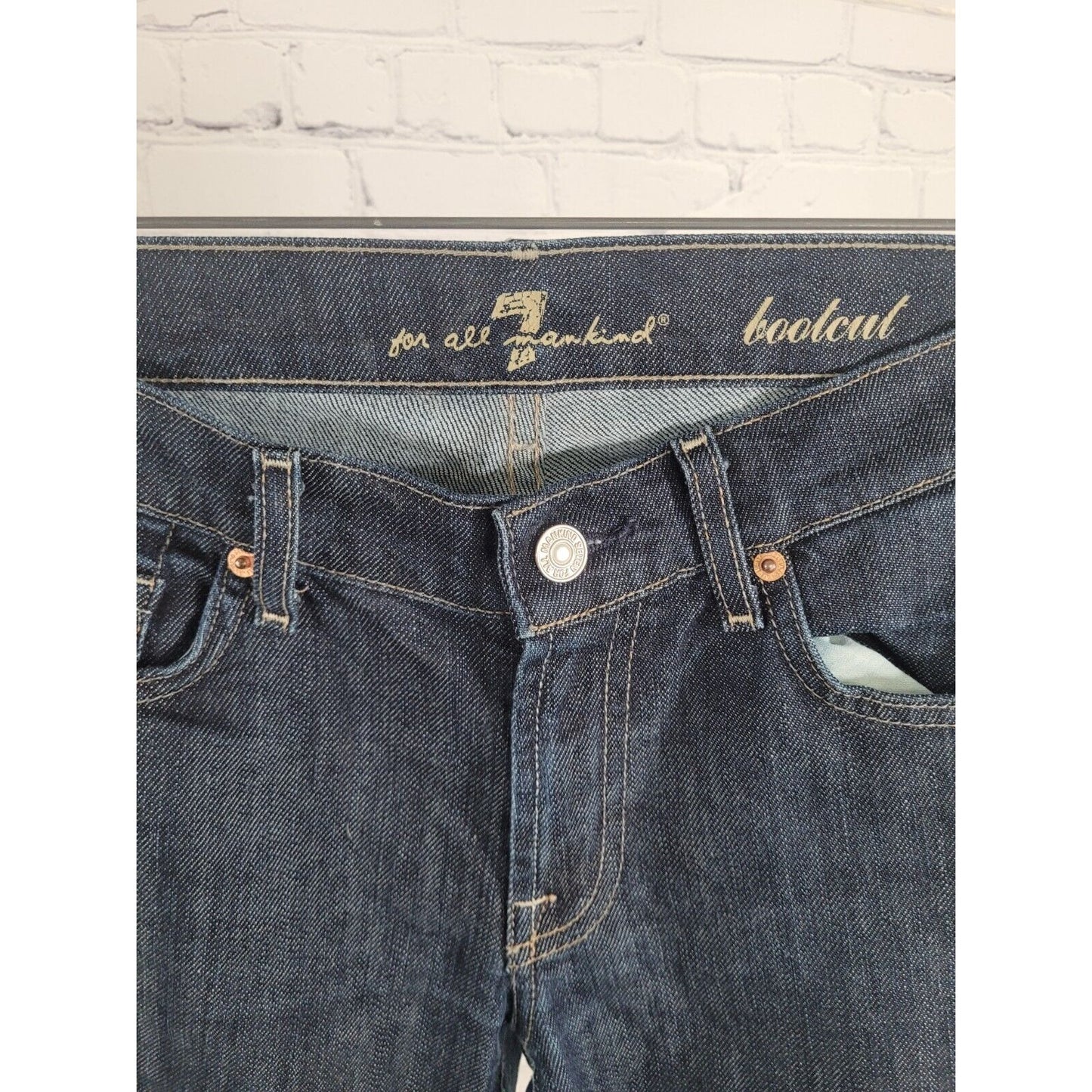 7 For All Mankind Bootcut Distressed Ankle Dark Wash Jeans Size 28