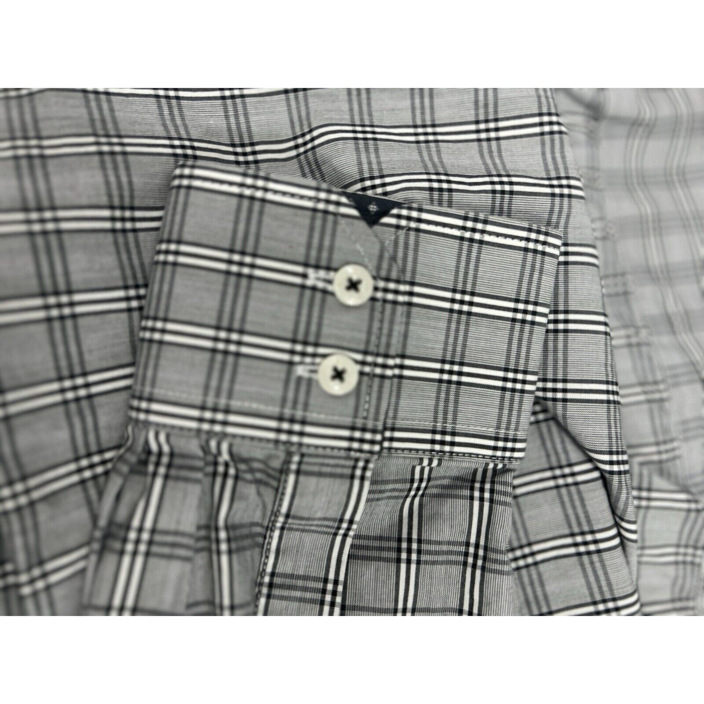 English Laundry Gray 100% Cotton Plaid Button Up Long Sleeve Dress Shirt Size XL