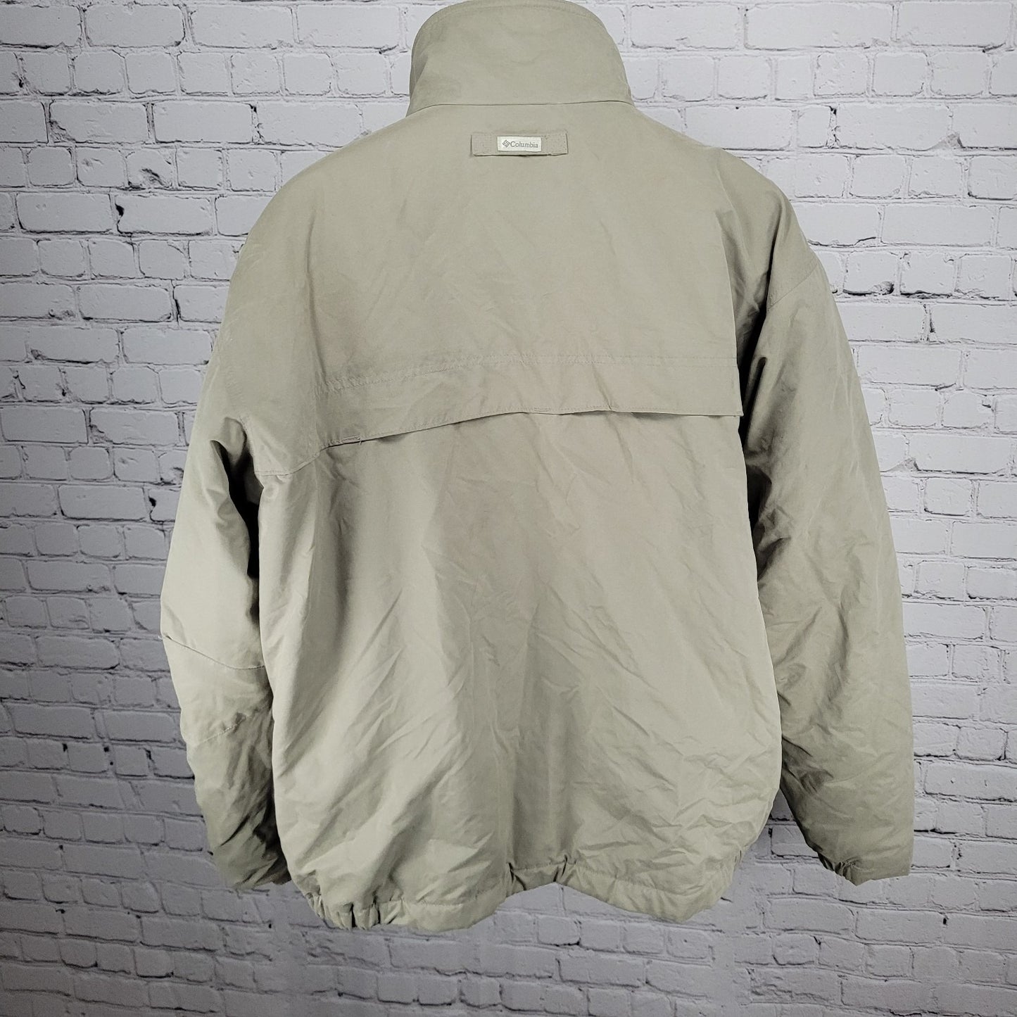 Columbia Beige Grey Microfiber Insulated Fleece Lined Inner Pockets Jacket XLT