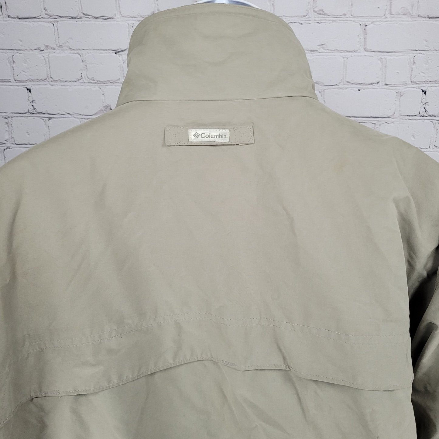 Columbia Beige Grey Microfiber Insulated Fleece Lined Inner Pockets Jacket XLT