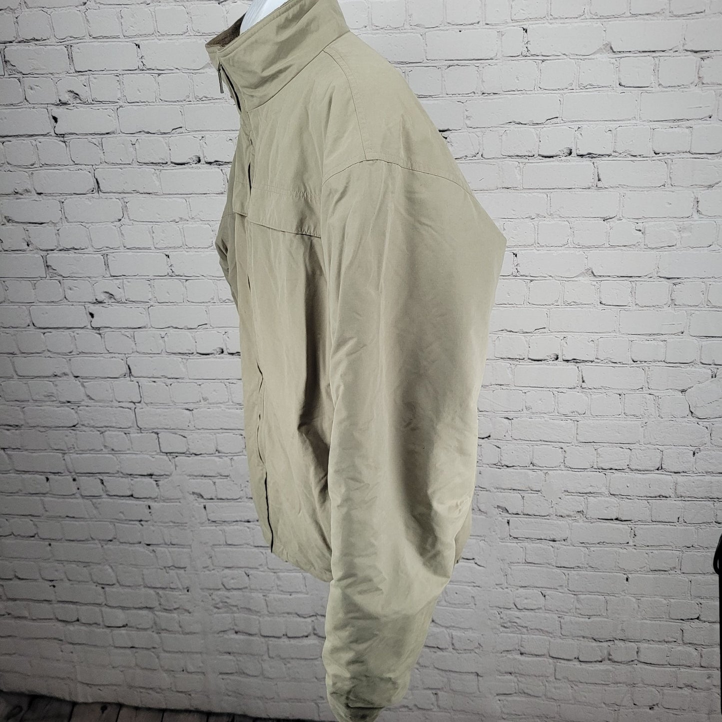 Columbia Beige Grey Microfiber Insulated Fleece Lined Inner Pockets Jacket XLT