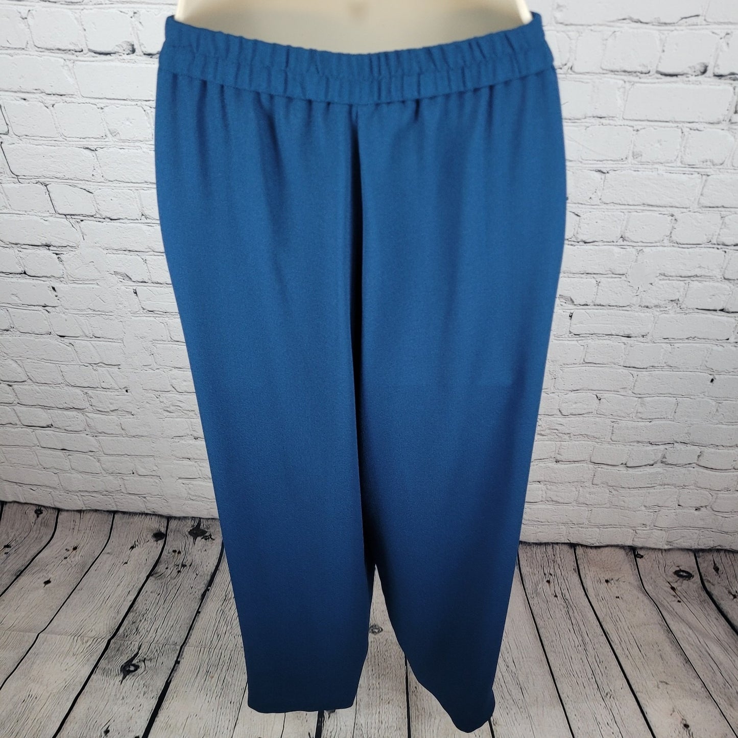 VTG Leslie Fay Blue 2 Piece Outfit Set Suit Petite Jacket 10P Pant 12P (28x27.5)