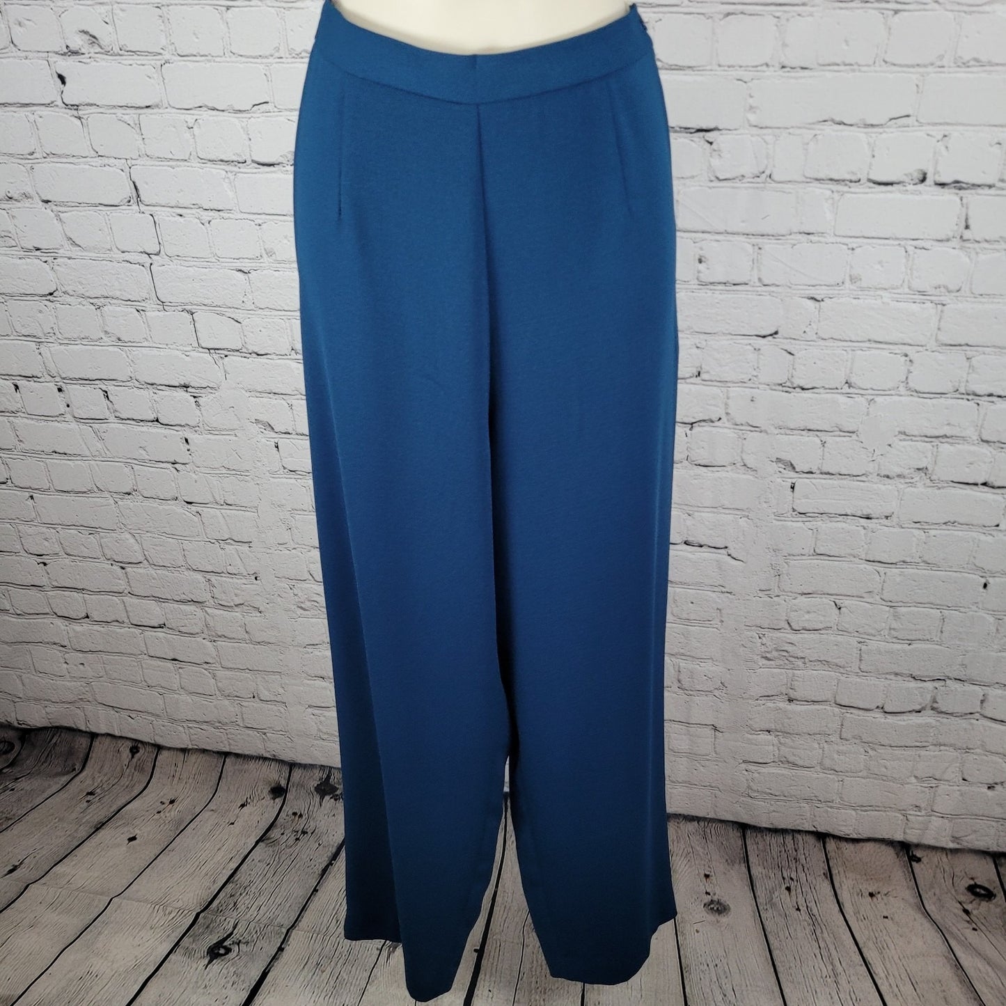 VTG Leslie Fay Blue 2 Piece Outfit Set Suit Petite Jacket 10P Pant 12P (28x27.5)