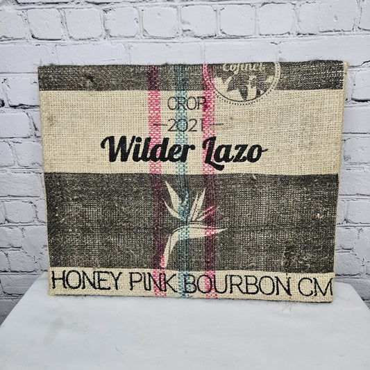 Wilder Lazzo Coffee Authentic Burlap Sack Wrapped Canvas Wood Framed Art 16x20