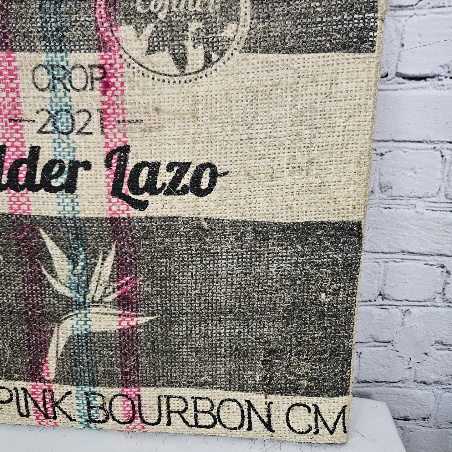 Wilder Lazzo Coffee Authentic Burlap Sack Wrapped Canvas Wood Framed Art 16x20