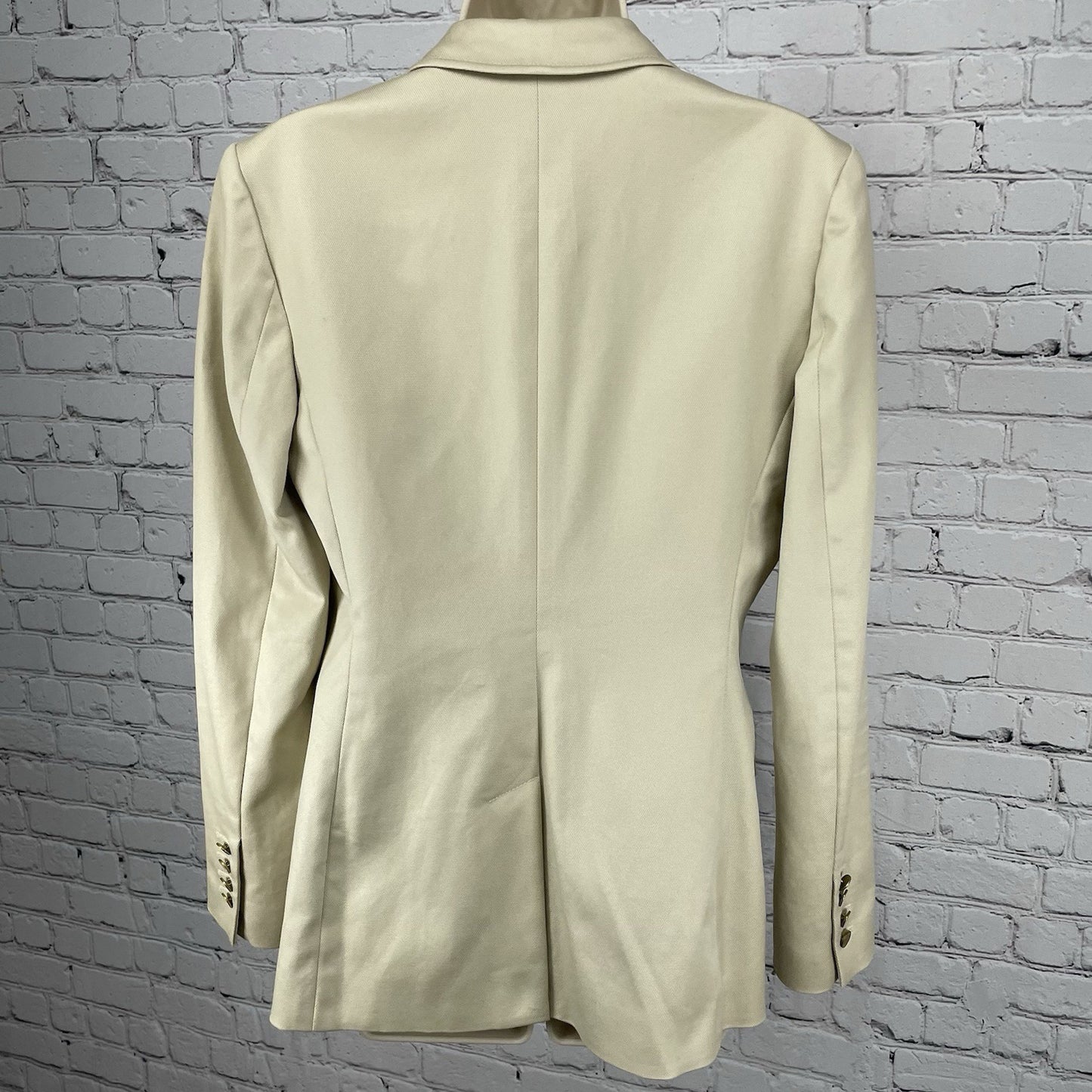 Tory Burch Beige 2 Gold Button Peak Vented Blazer Jacket Lined Pockets Size 4