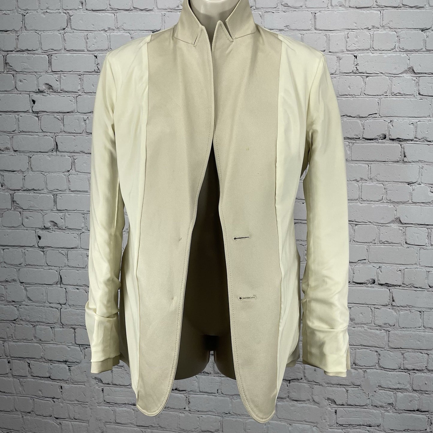 Tory Burch Beige 2 Gold Button Peak Vented Blazer Jacket Lined Pockets Size 4
