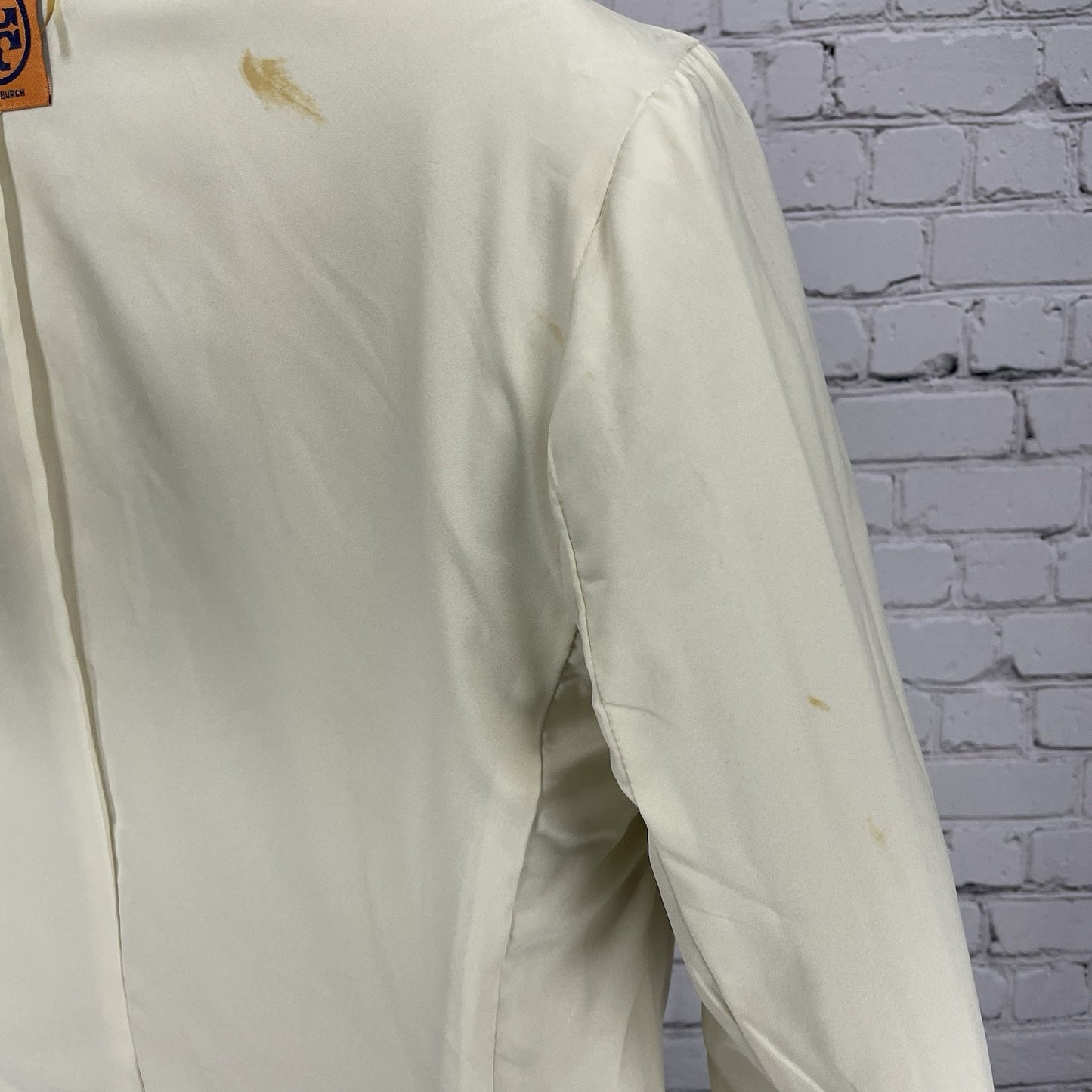 Tory Burch Beige 2 Gold Button Peak Vented Blazer Jacket Lined Pockets Size 4