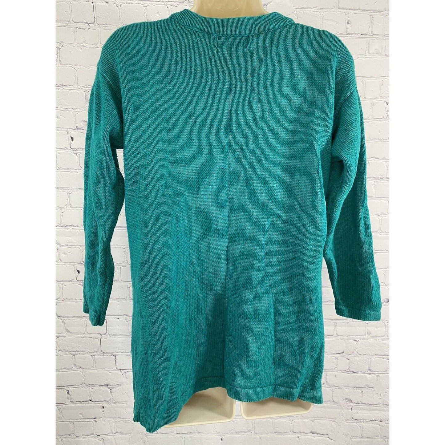 Colleen’s Collectables Teal Knot Sweater Gold Beads 3/4 Sleeve Size S Small