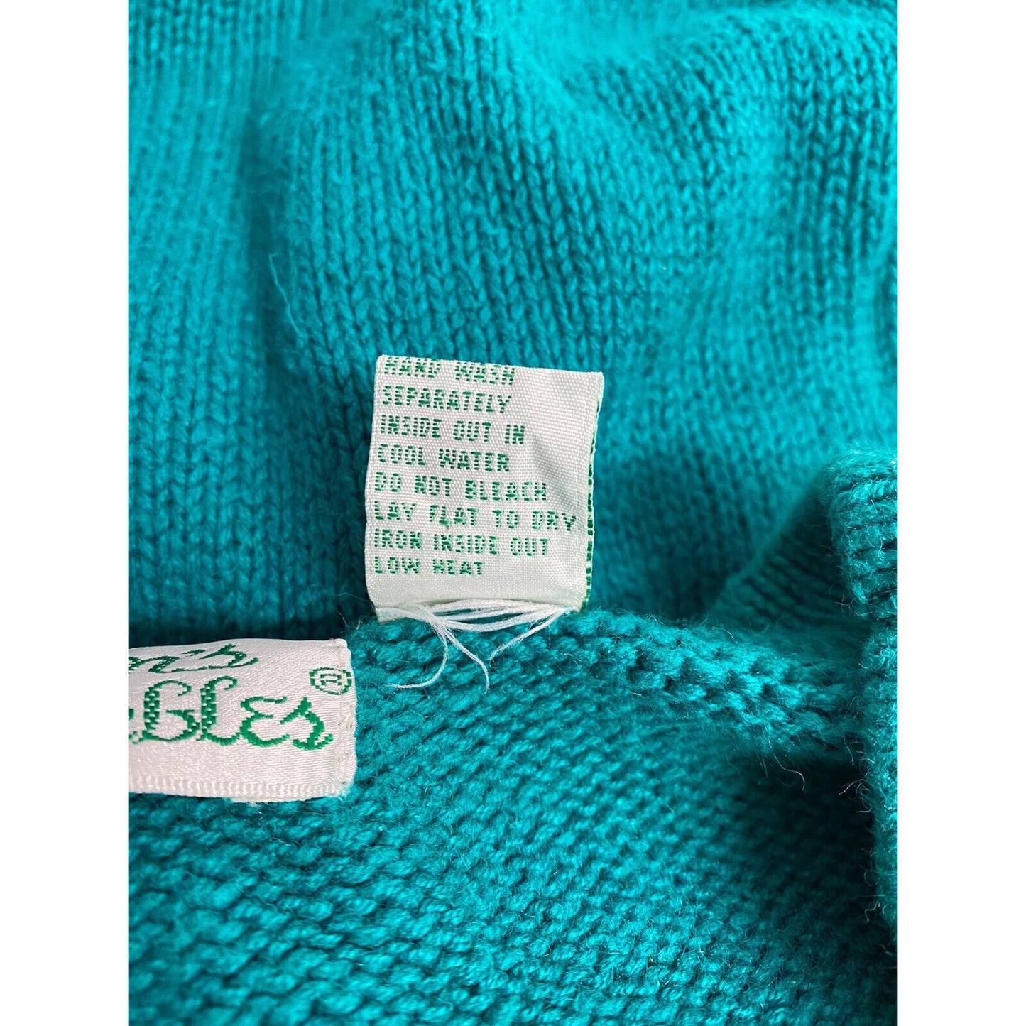 Colleen’s Collectables Teal Knot Sweater Gold Beads 3/4 Sleeve Size S Small