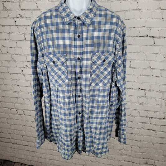 Polo Jeans Co Ralph Lauren Blue Check 100% Cotton Flannel Button Shirt Size XXL