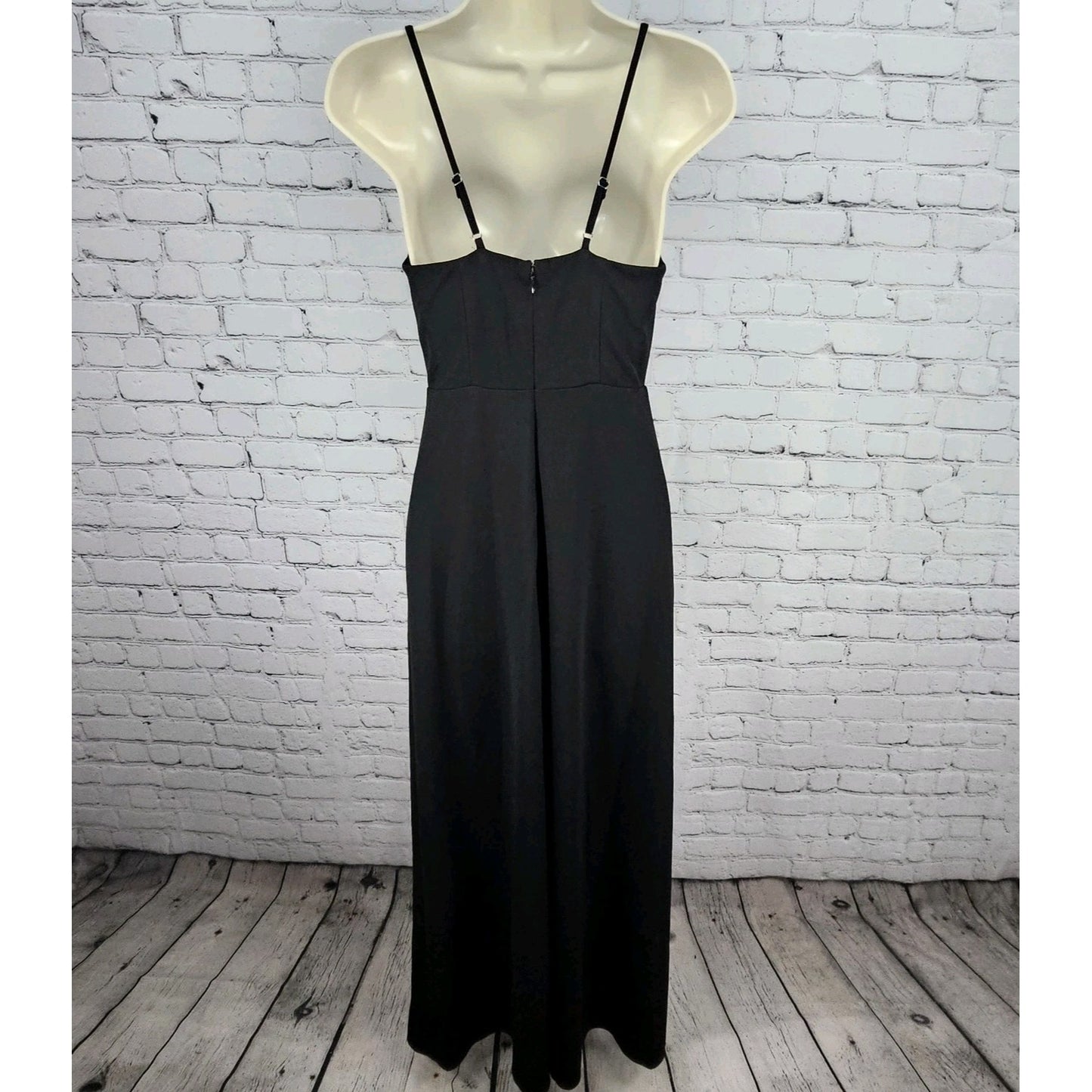 Birdy Grey Black Strappy Side Slit Sweatheart Cowl Neck Bridesmaid Maxi Dress XS