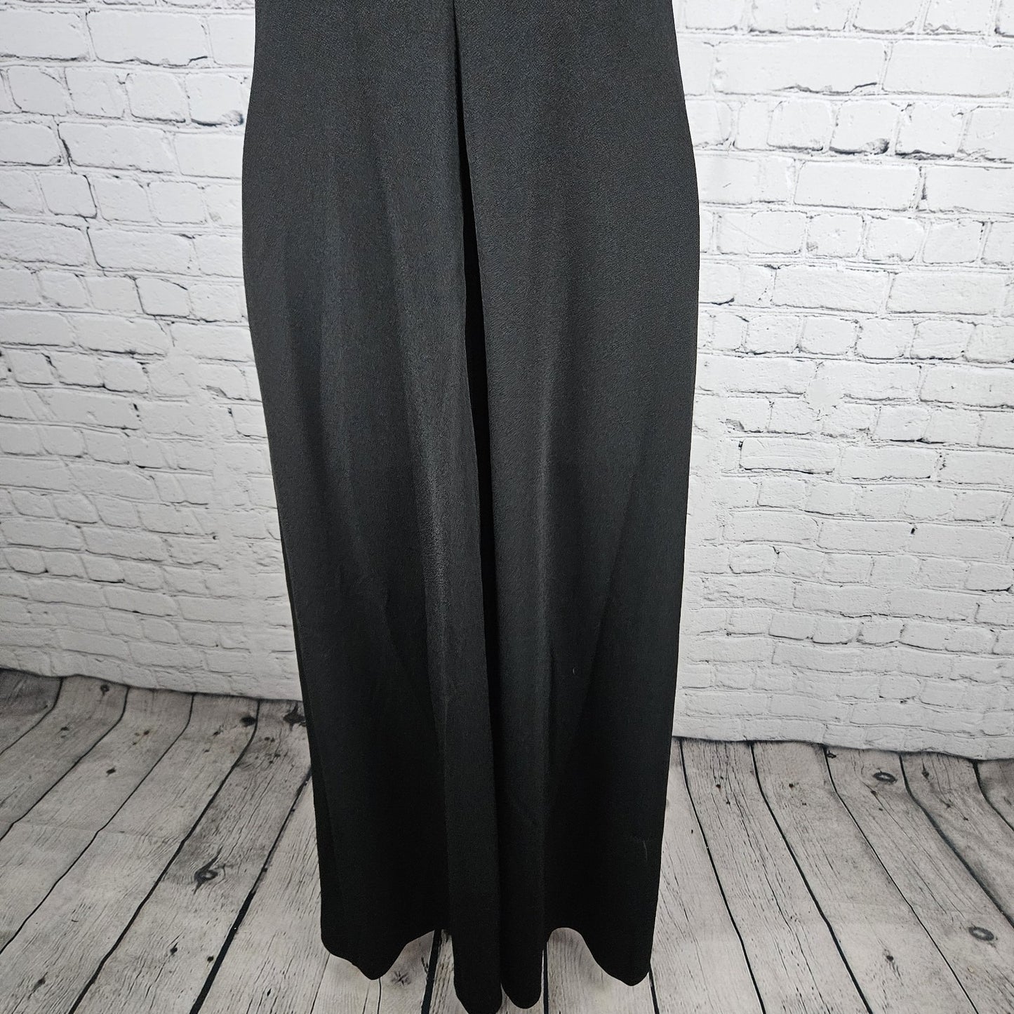 Birdy Grey Black Strappy Side Slit Sweatheart Cowl Neck Bridesmaid Maxi Dress XS