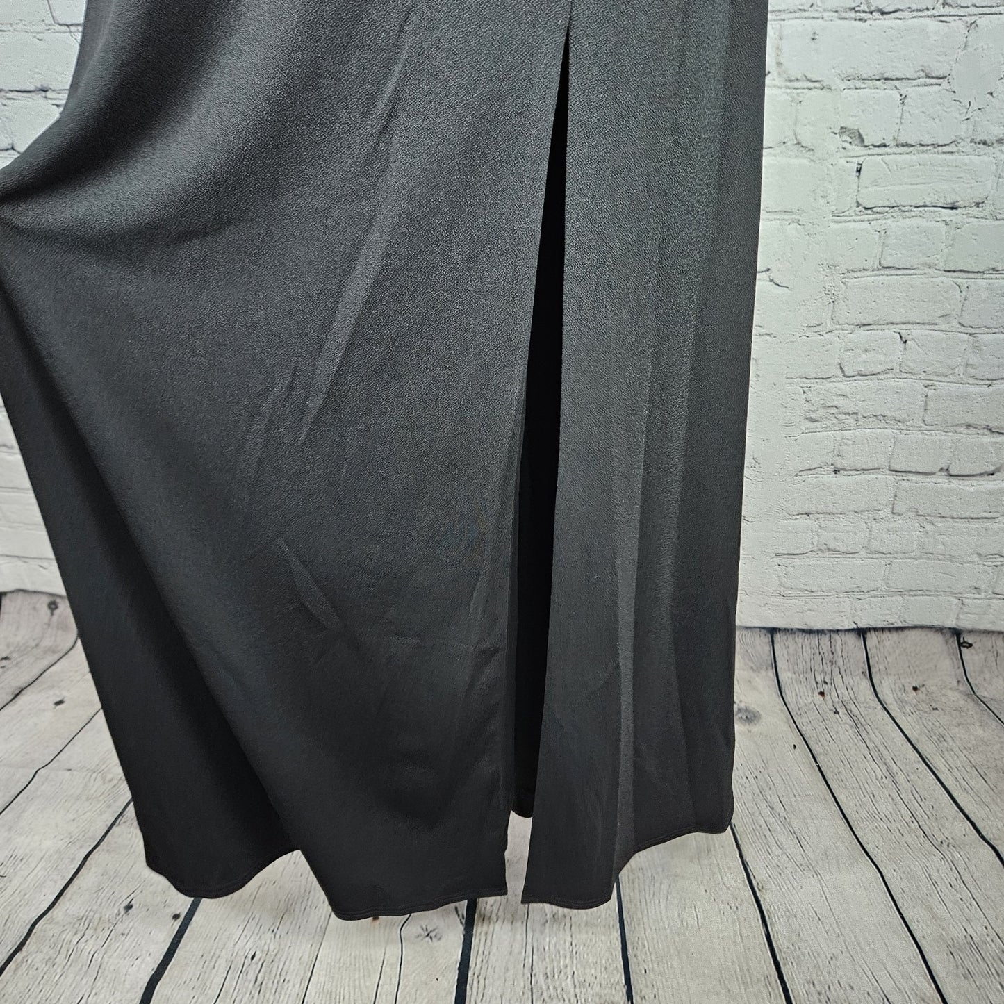 Birdy Grey Black Strappy Side Slit Sweatheart Cowl Neck Bridesmaid Maxi Dress XS