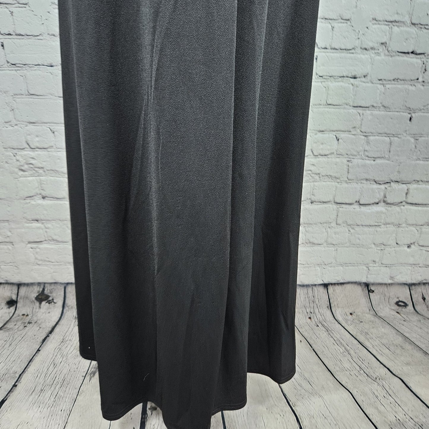 Birdy Grey Black Strappy Side Slit Sweatheart Cowl Neck Bridesmaid Maxi Dress XS