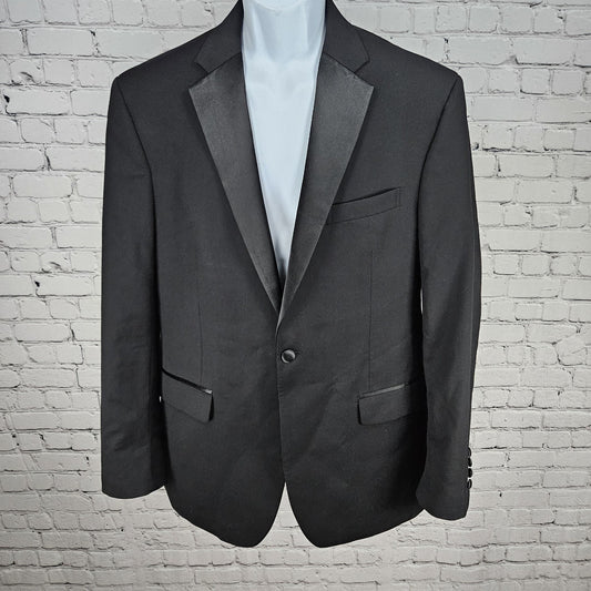 Jos A Bank Black 100% Wool Tailored Fit Travelers Collection Tuxedo Jacket 42R