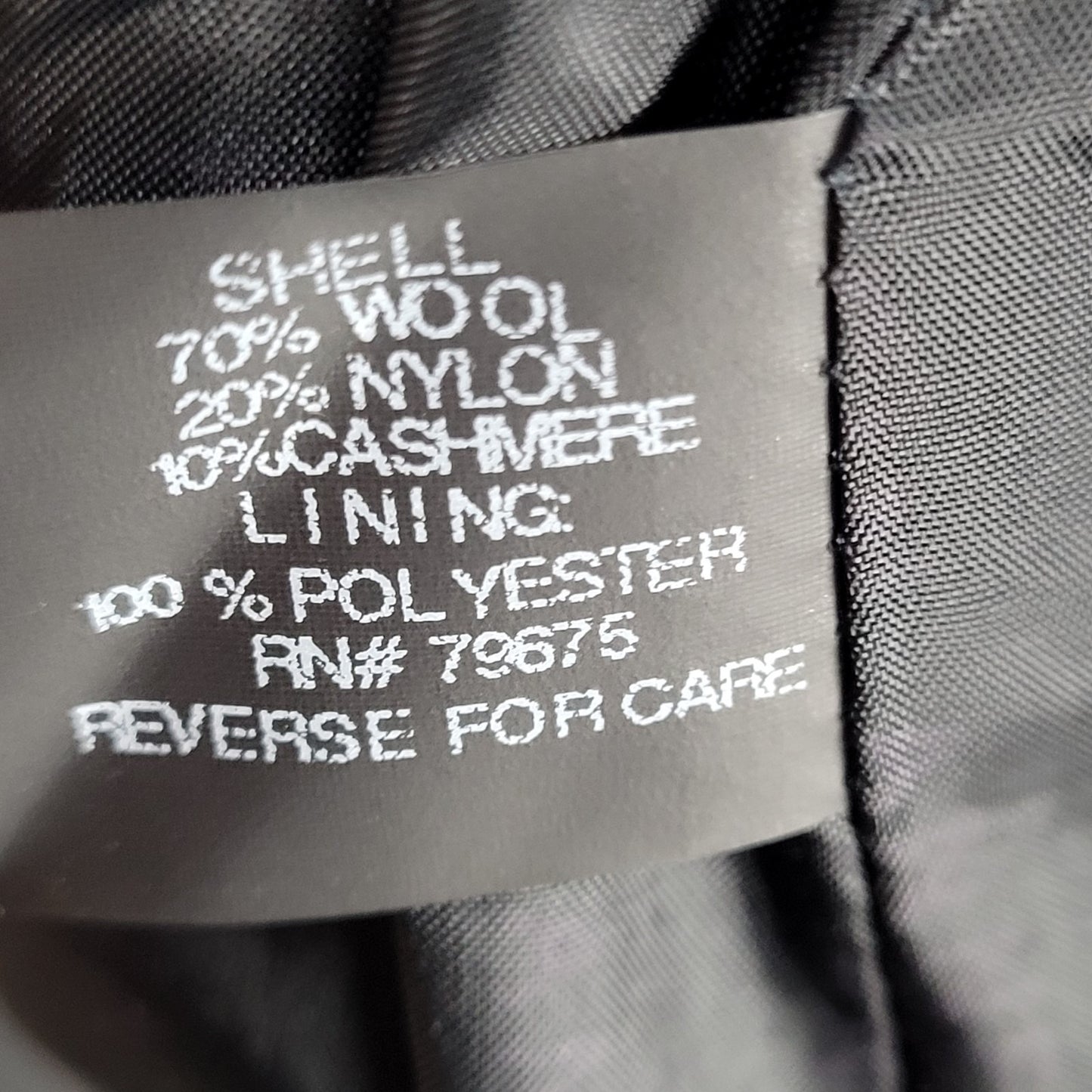 Anne Klein Black Wool Cashmere Blend Buttoned Lined Pockets Over Coat Size 6