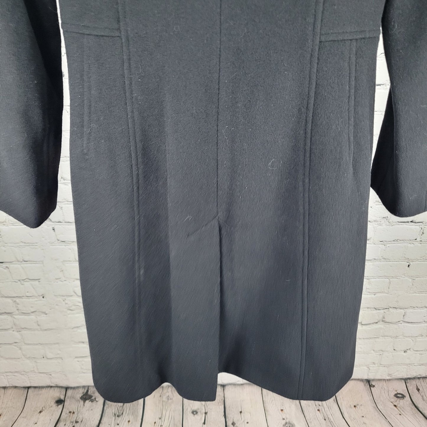 Anne Klein Black Wool Cashmere Blend Buttoned Lined Pockets Over Coat Size 6