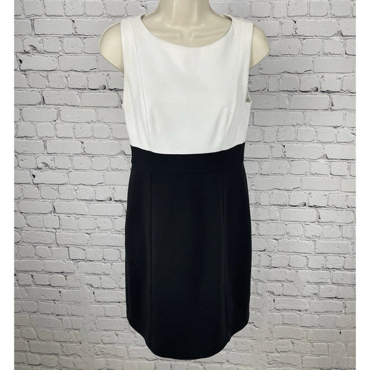 Laundry By Design Black White Sleeveless Zip Lined Stretch Sheath Dress Size 2