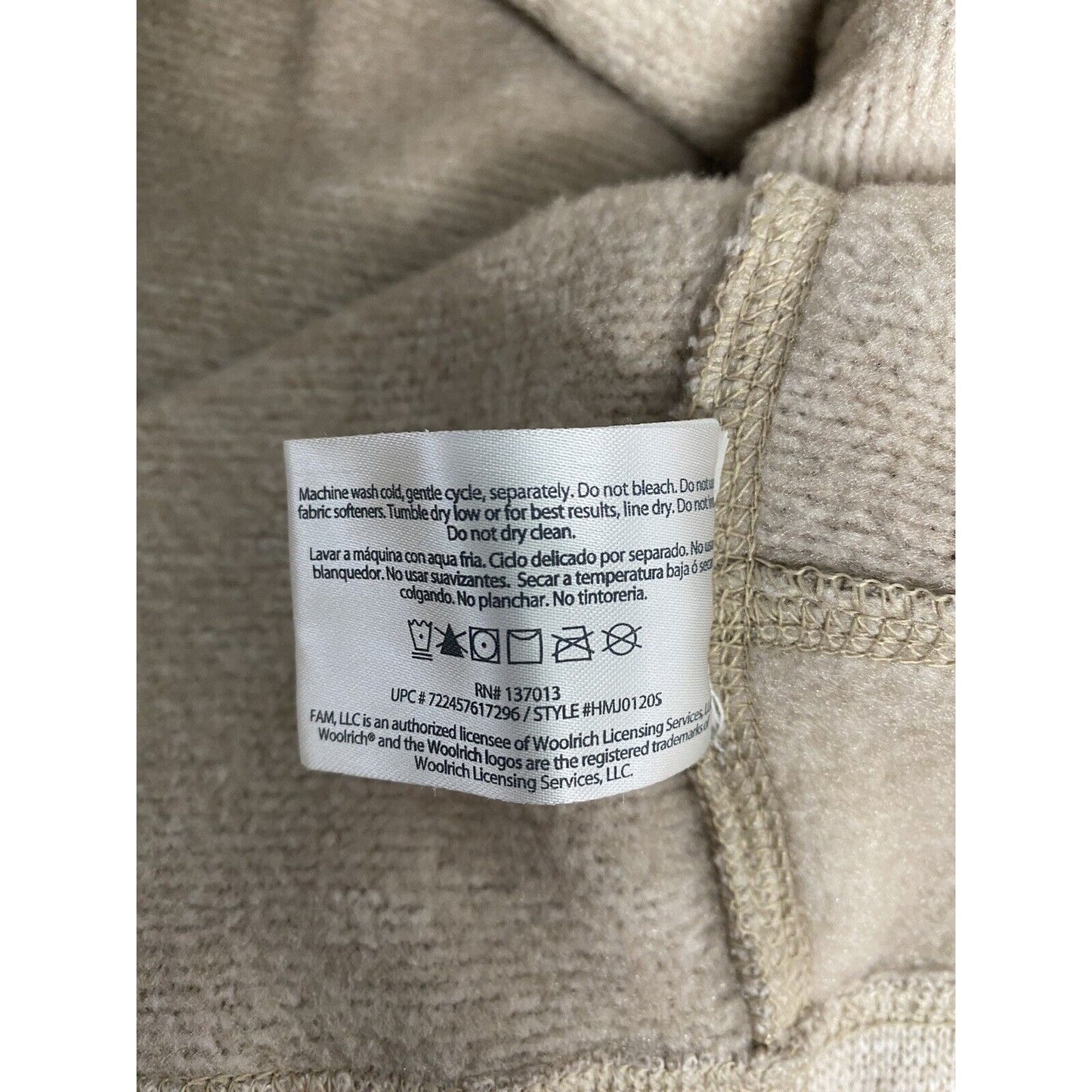 Woolrich Beige Snap Up Chest Pull Over Cable Knit Sweater Sweatshirt Men’s L