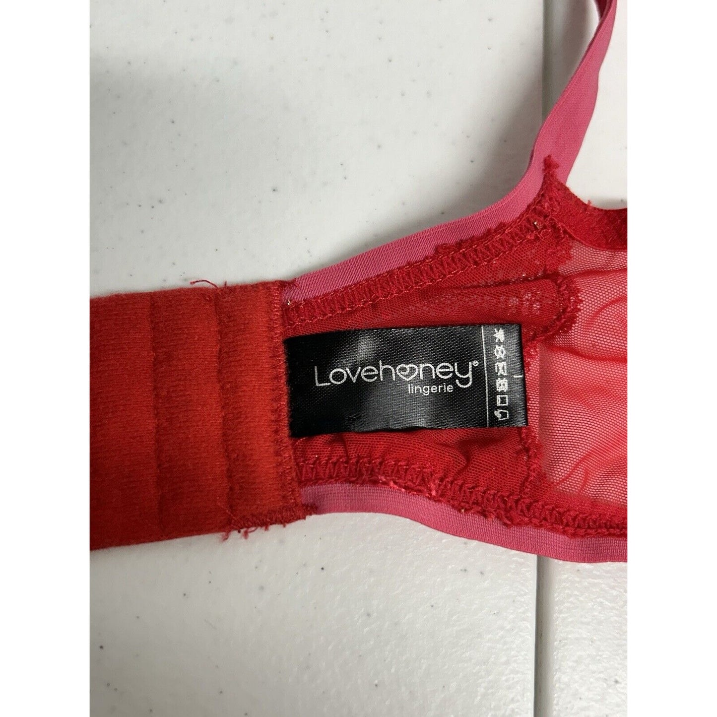 Lovehoney Lingerie Red Lace Velvet Strappy Front Back Close Underwire Bra L