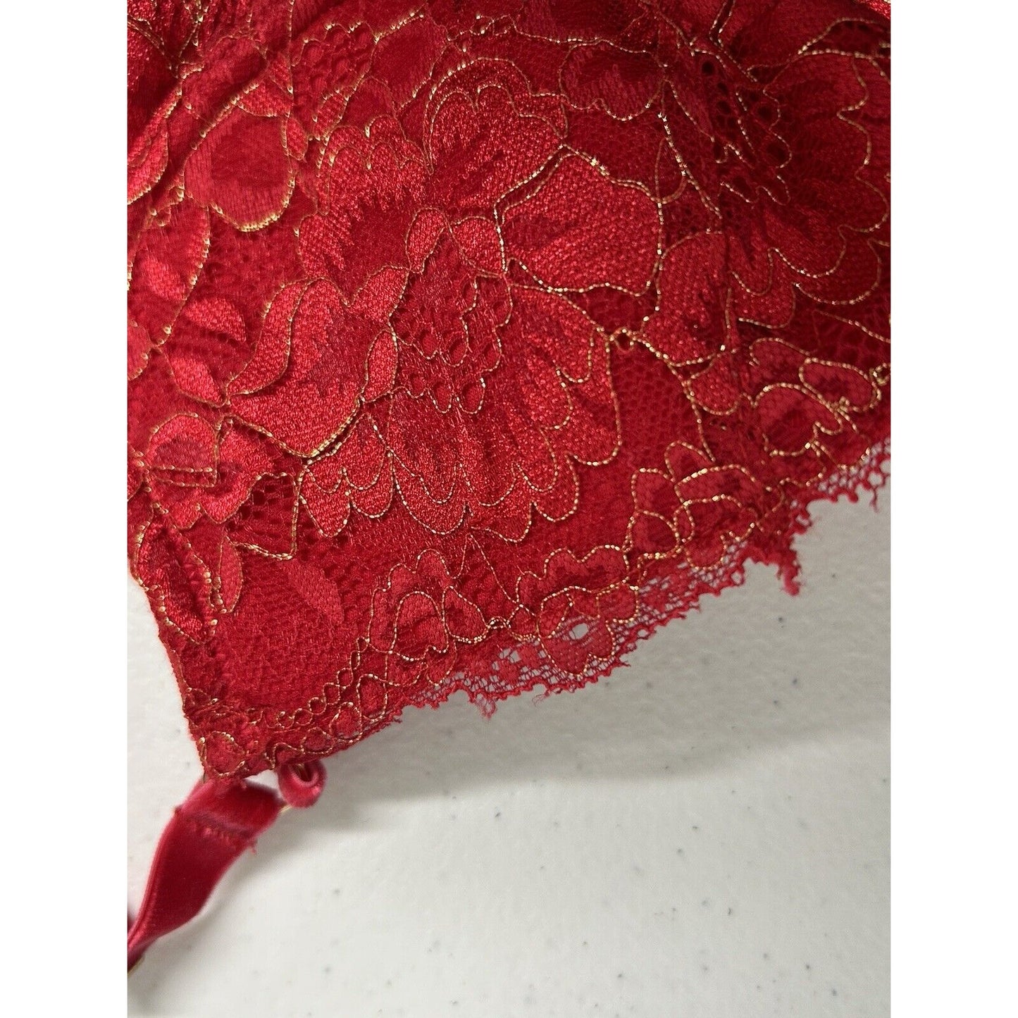 Lovehoney Lingerie Red Lace Velvet Strappy Front Back Close Underwire Bra L