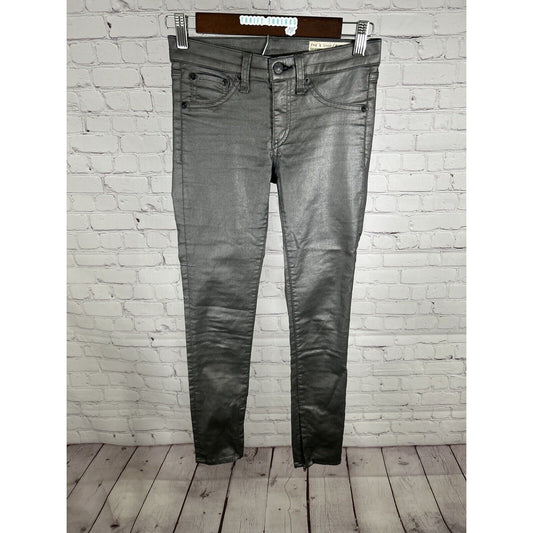 Rag & Bone For Intermix Pewter Vegan Leather Ankle Zipper Capri Pants (25x26.5)