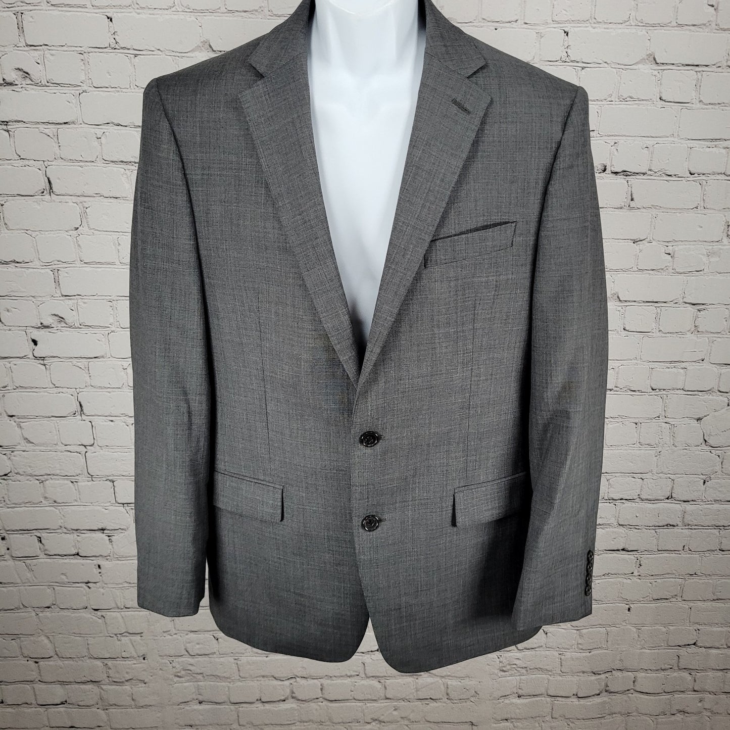 Lauren Ralph Lauren Grey 100% Wool Stretch 2 Button Blazer Sport Coat Size 40L