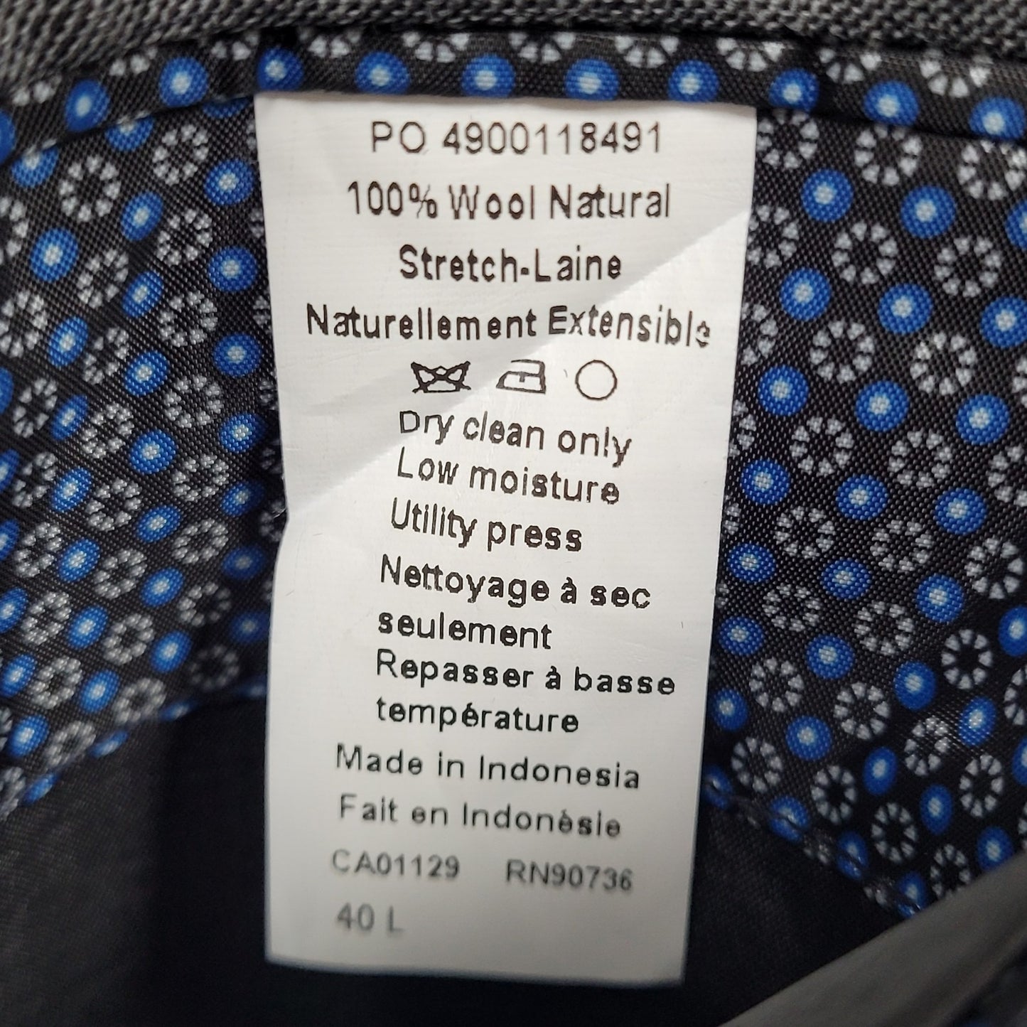 Lauren Ralph Lauren Grey 100% Wool Stretch 2 Button Blazer Sport Coat Size 40L