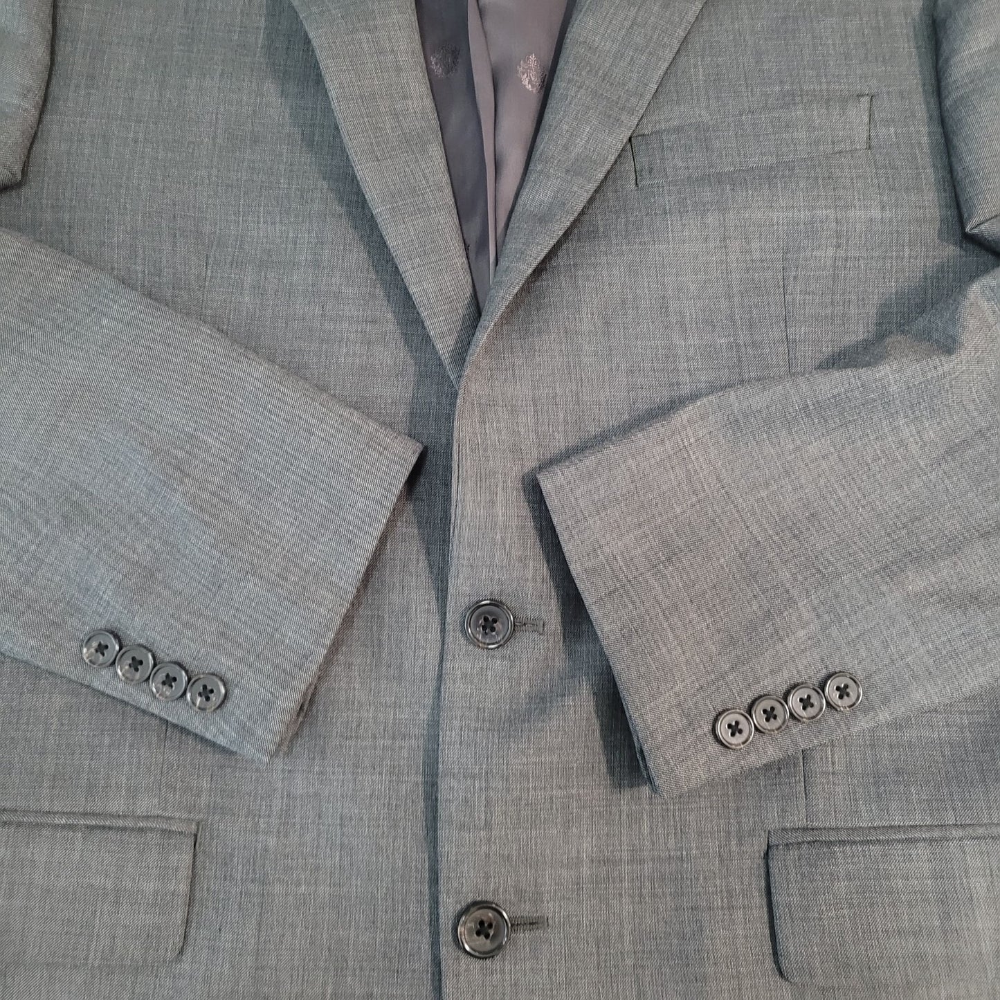 Lauren Ralph Lauren Grey 100% Wool Stretch 2 Button Blazer Sport Coat Size 40L
