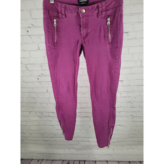 Bebe Purple Skinny Zipper Stretchy Jeggings Jeans Pants USA Women’s Size 27
