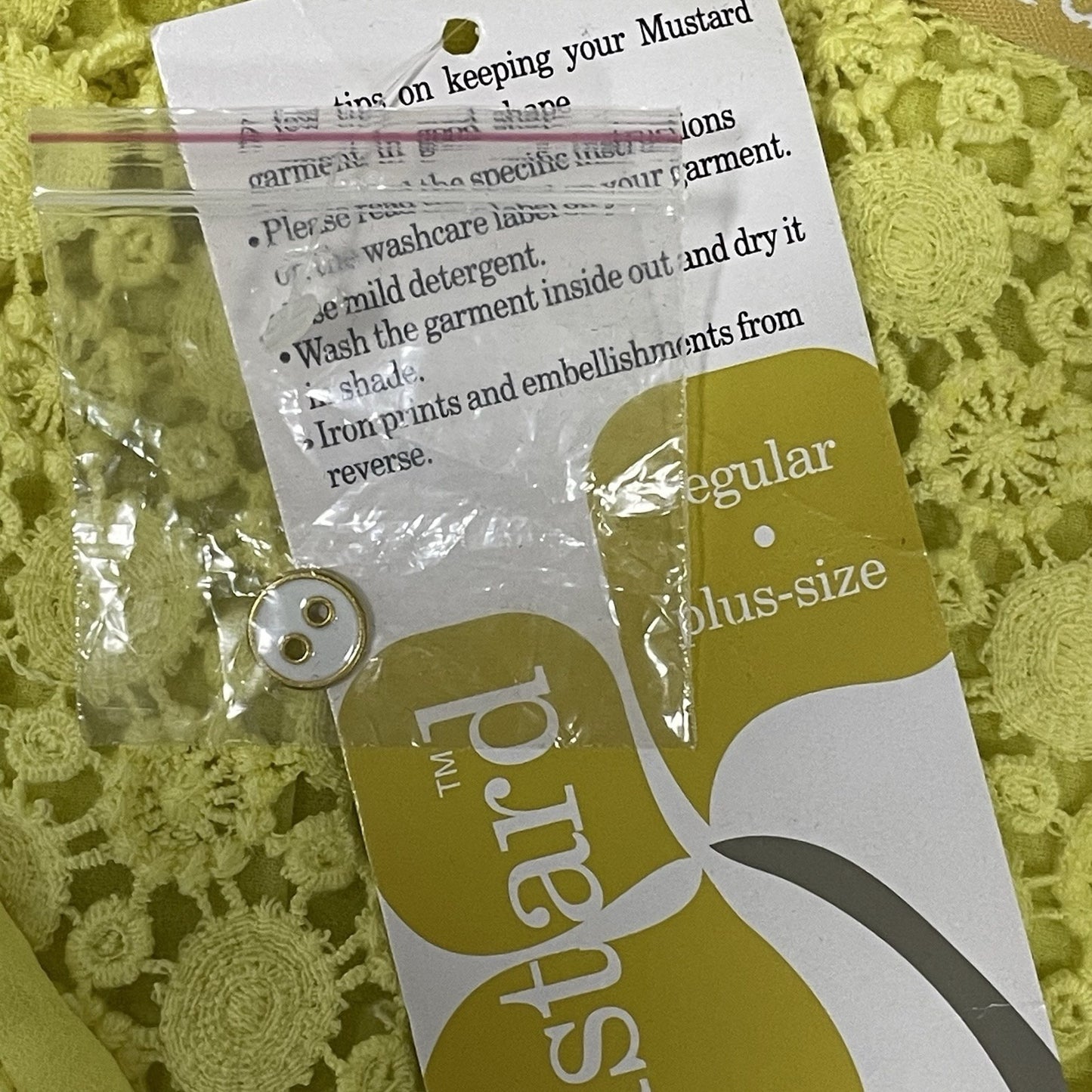 NWT Mustard Yellow Crochet Lightweight Kurti 3/4 Sleeve Lined Dress Size 7 US 24