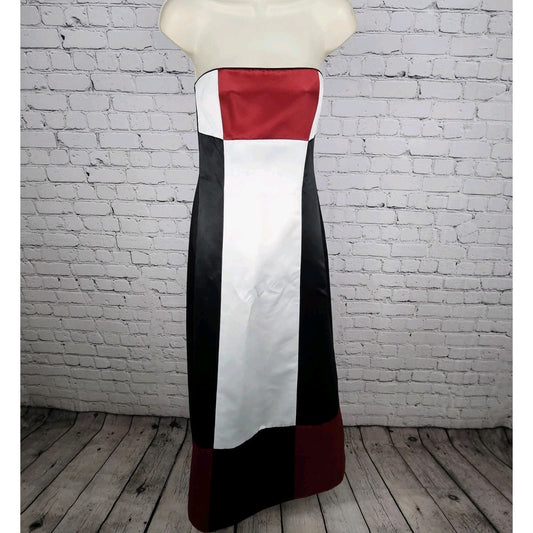 VTG Jessica McClintock Colorblock Strapless Corset Gown Maxi Formal Dress USA 5