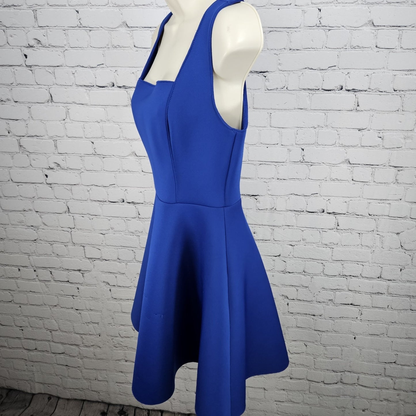 AQUA Blue Sleeveless Square Neck Stretch A-Line Short Dress USA Medium M