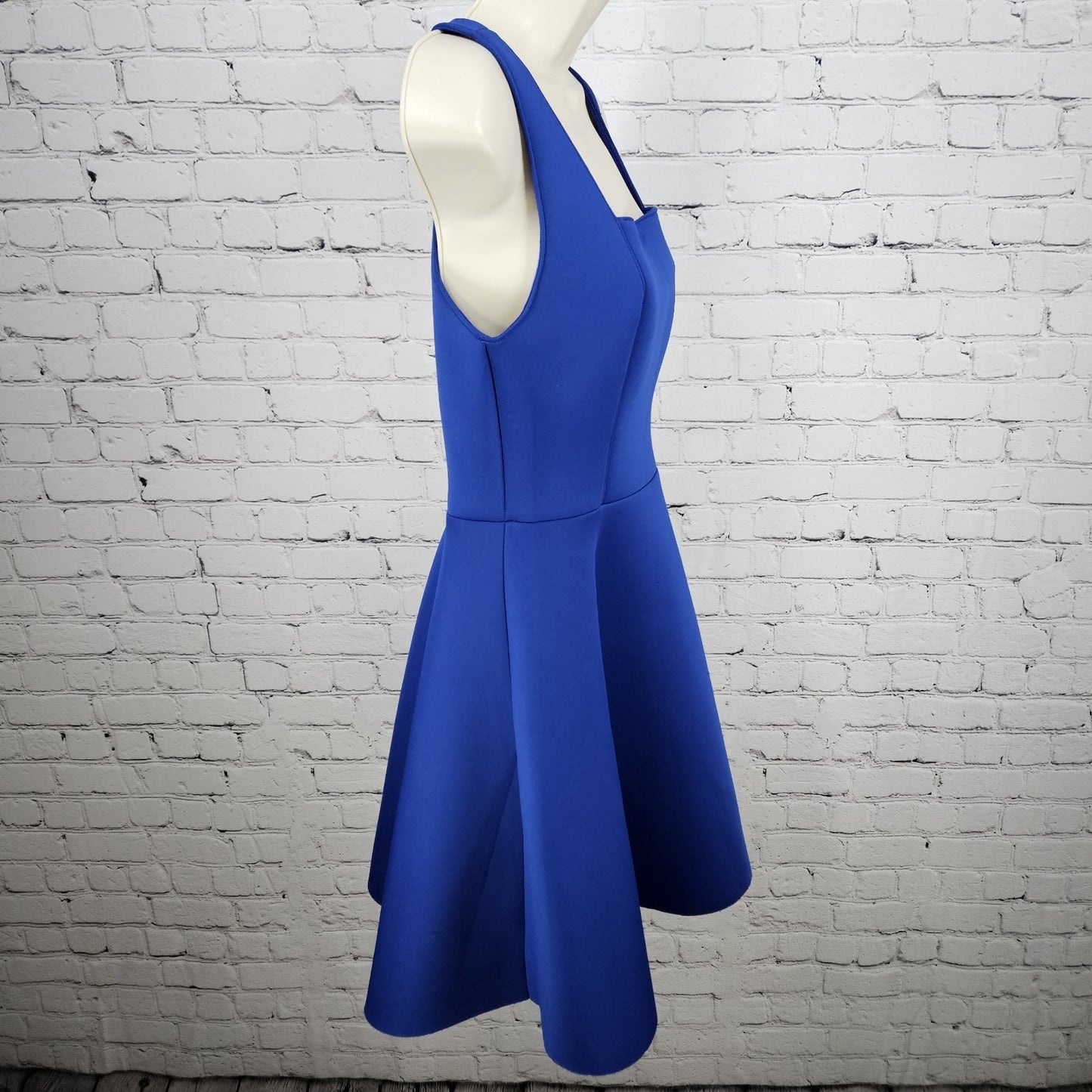 AQUA Blue Sleeveless Square Neck Stretch A-Line Short Dress USA Medium M